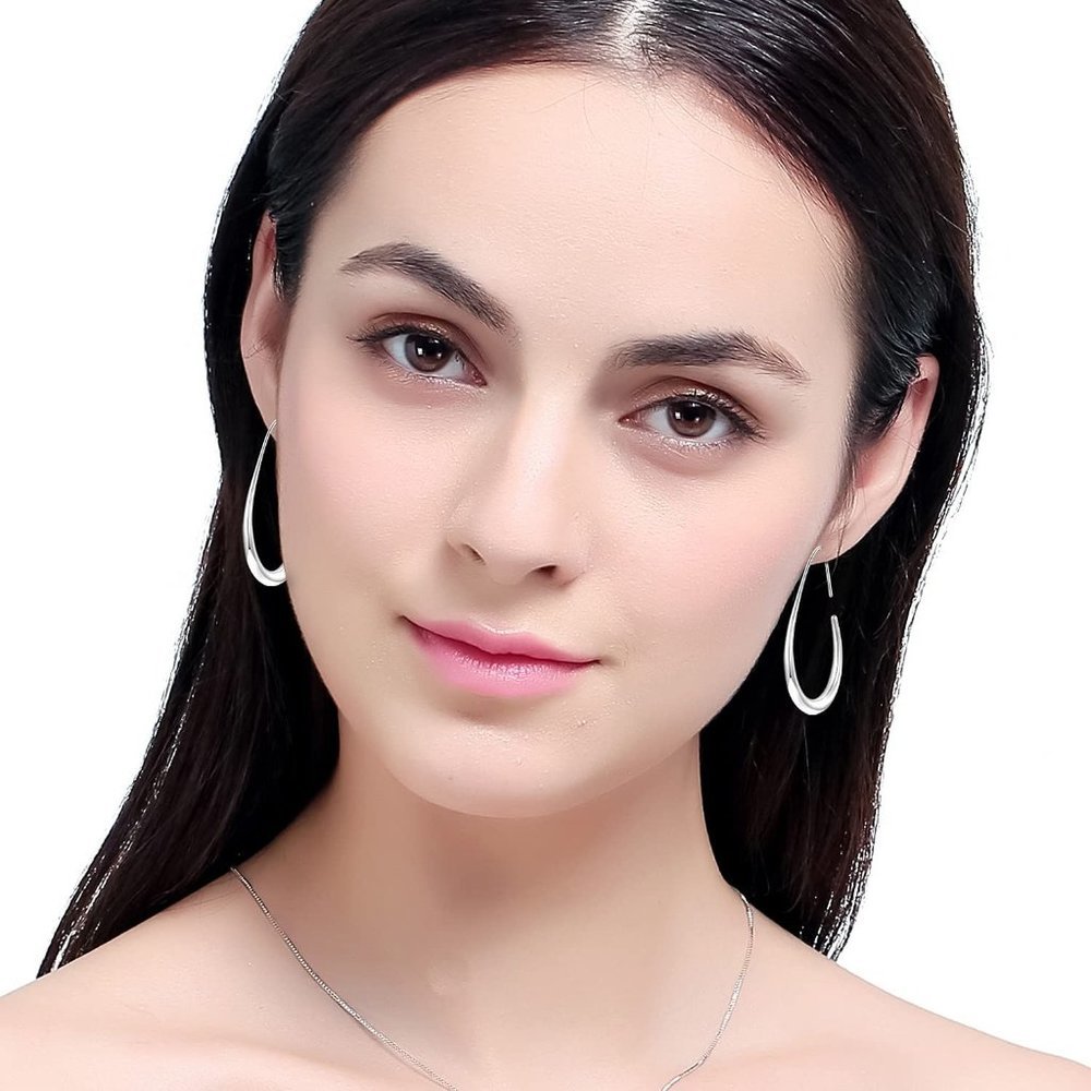 Silver Oval Hoop Earrings